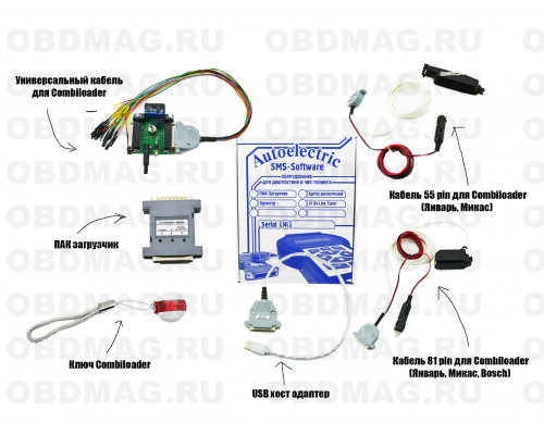 Комплект Combiloader Пак Загрузчик V3 (COMBILOADER) с кабелем 55 и 81 конт. + универсальный кабель для Combiloader